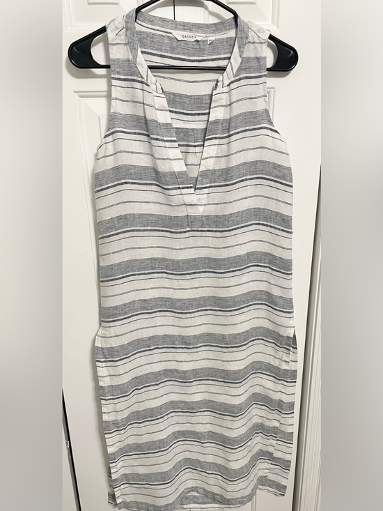 Athleta Dresses & Skirts - Athleta White and Gray Striped Sleeveless Maxi Dress